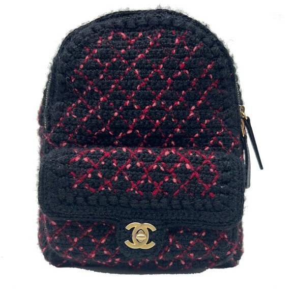 Chanel CC Wool Knit Mini Tweed Backpack - Picture 1 of 9